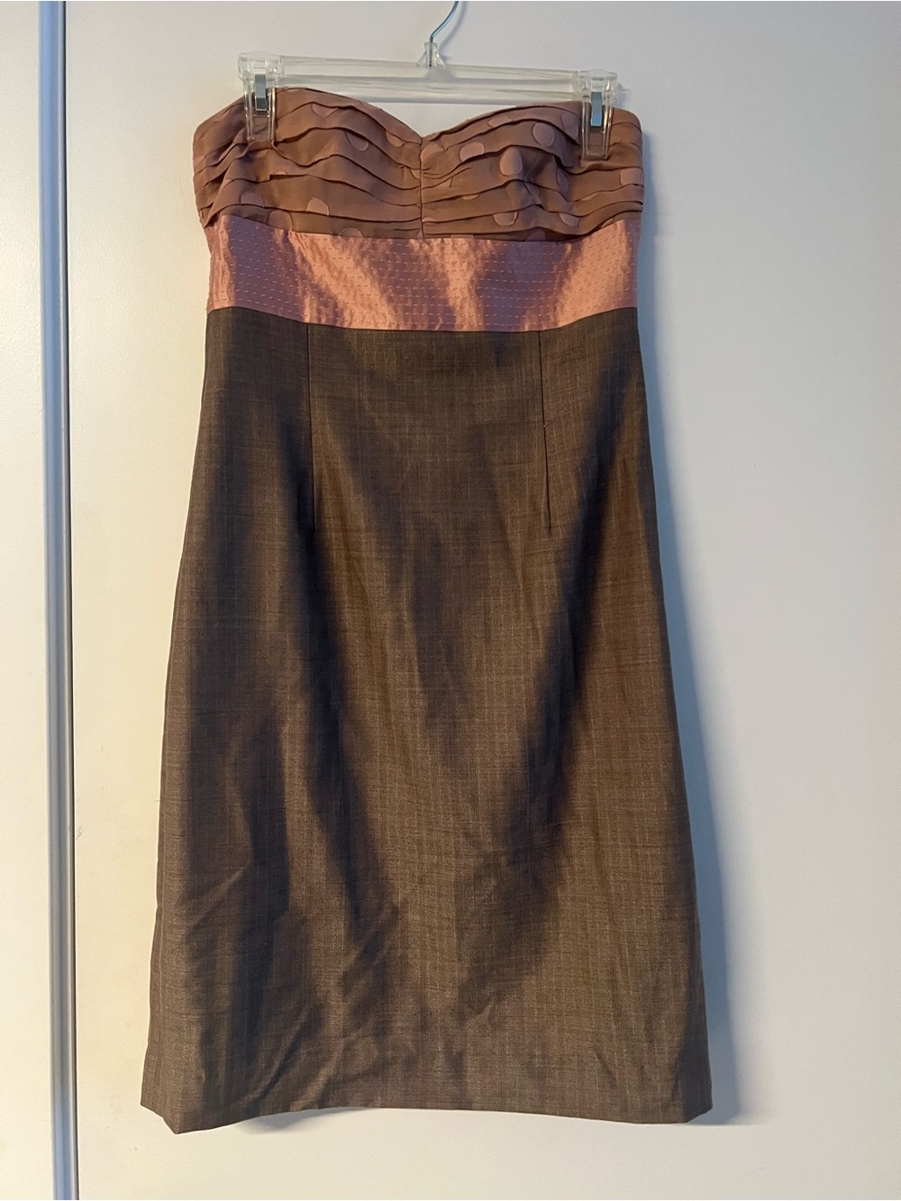 Arden B Strapless Brown and Mauve Sheath Dress